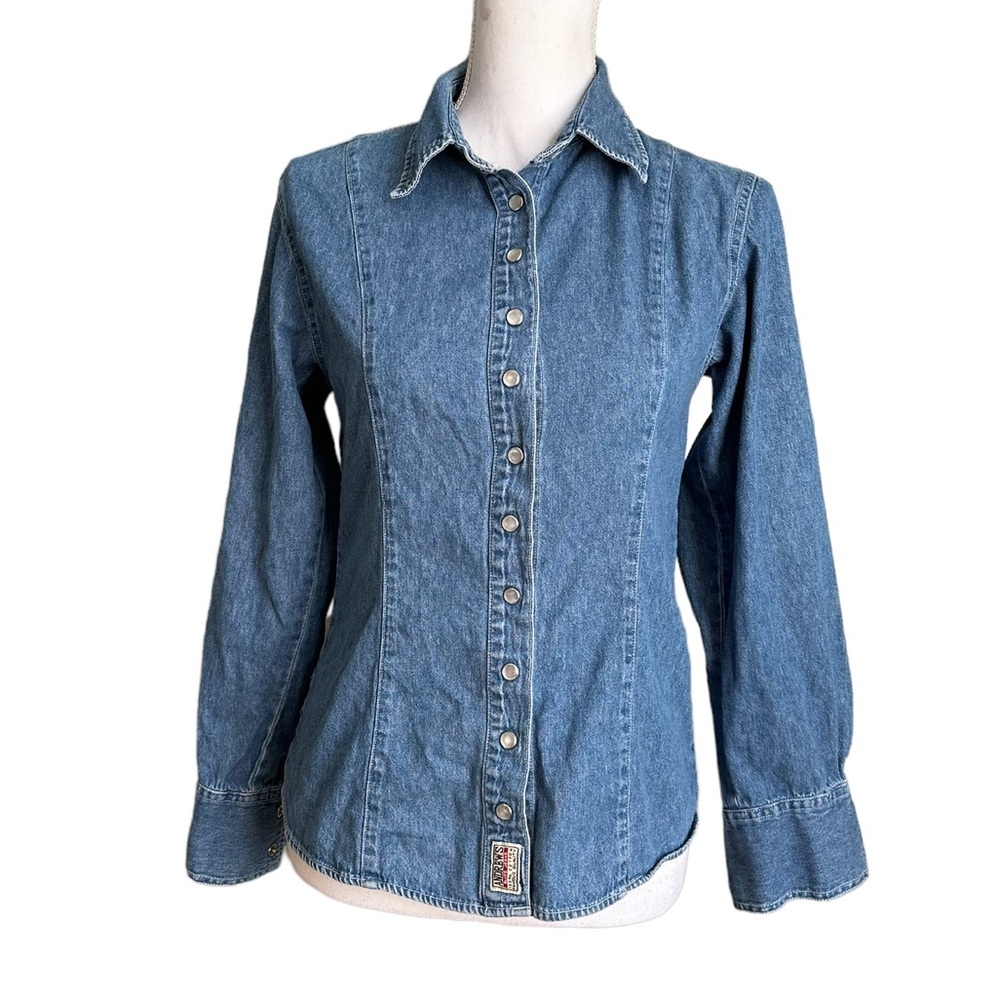 Andrews Jeans 💯% Cotton Collared Long Sleeve Denim Top Size Medium